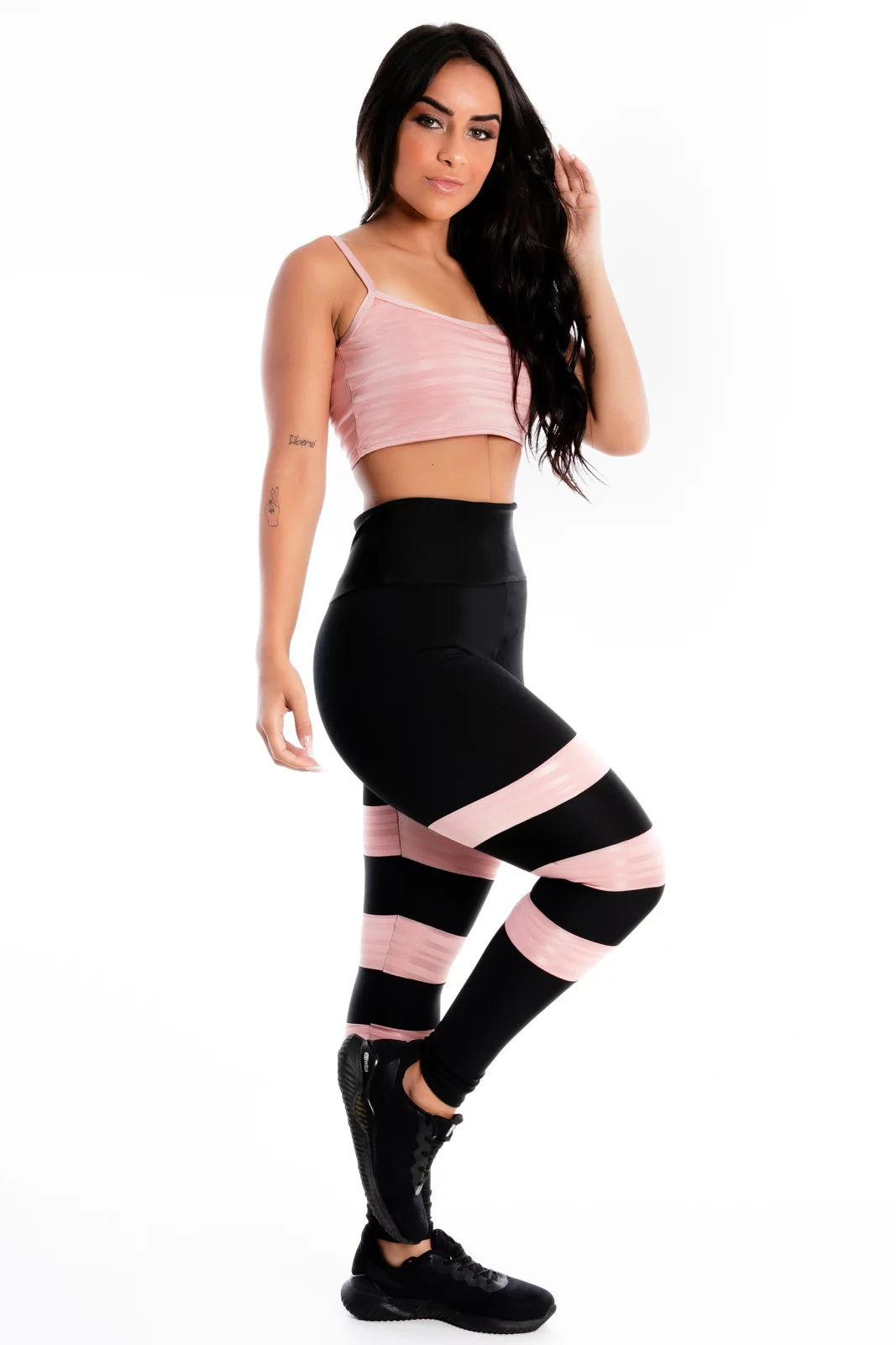 Calça Legging Detalhe Listra Rosa