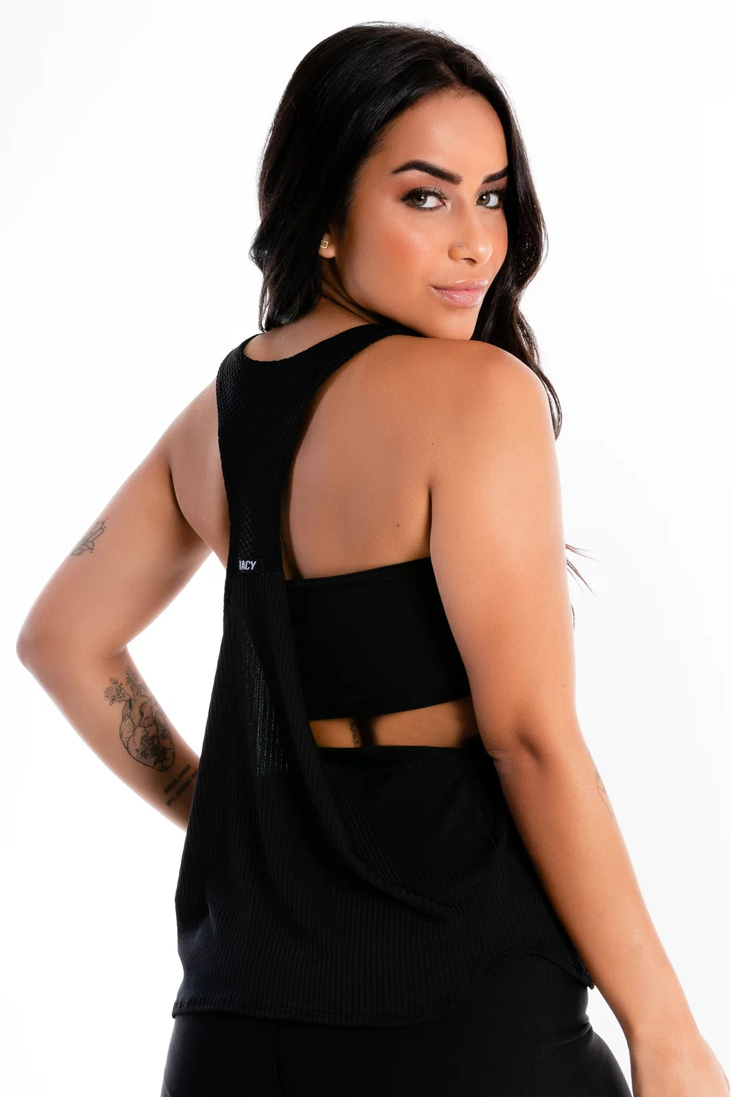 Blusa Feminina Preta Lisa Com Cropped Tomara que Caia