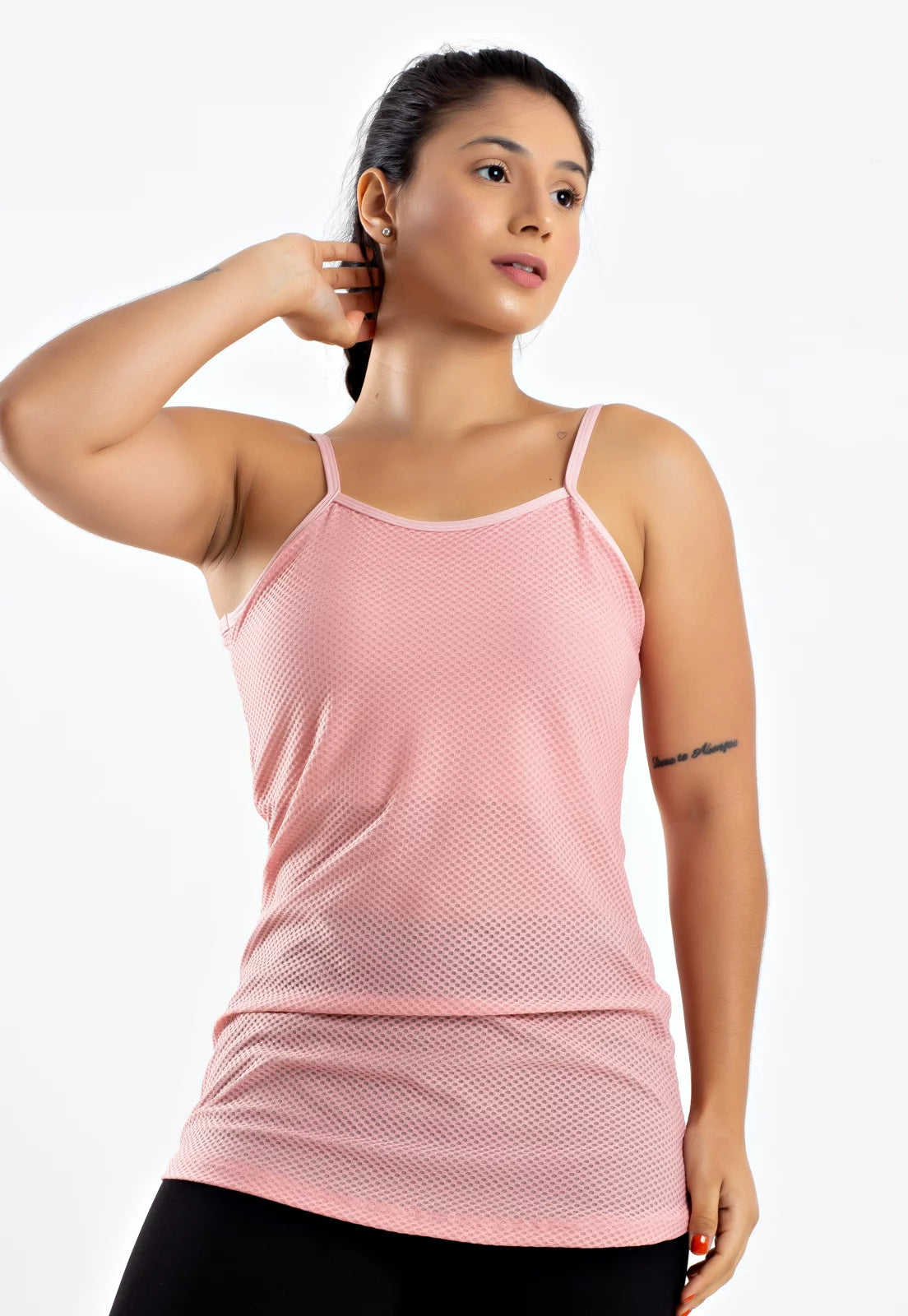 Blusa Tela Alcinha Top Embutido Rosa Bebê