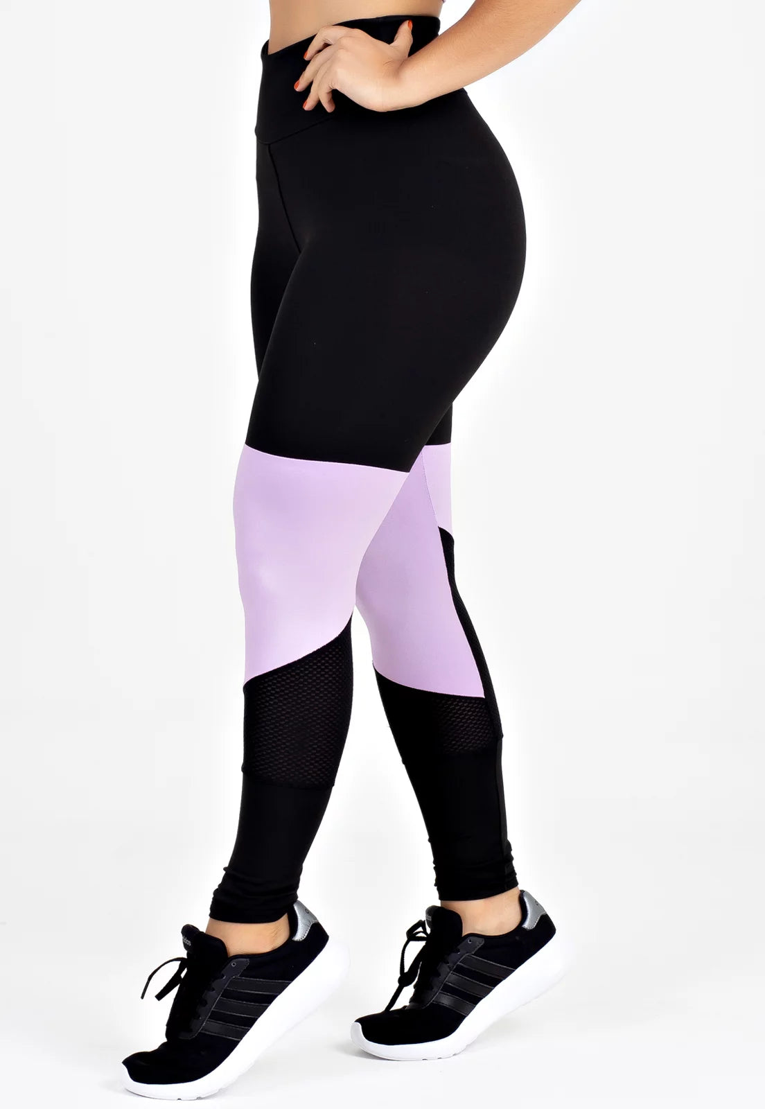 Calça Legging Preto e Lilás