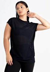 Blusa Feminina Fitness Transparente Dry Preto