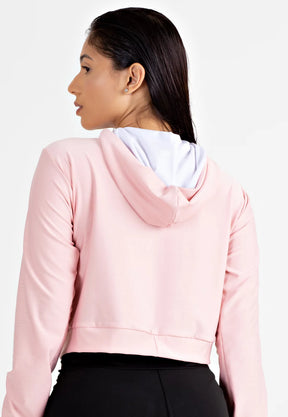 Casaco Fitness Feminino Rosê com Branco