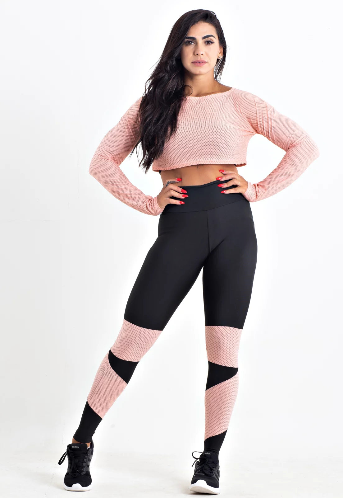Conjunto Fitness Kit Calça Legging e Top Rosa