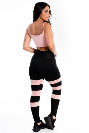 Calça Legging Detalhe Listra Rosa