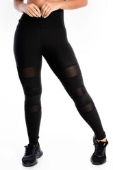 Calça Legging Detalhe Renda Preta