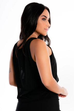 Blusa Feminina Com Transparencia Preta E Cropped Tomara que Caia