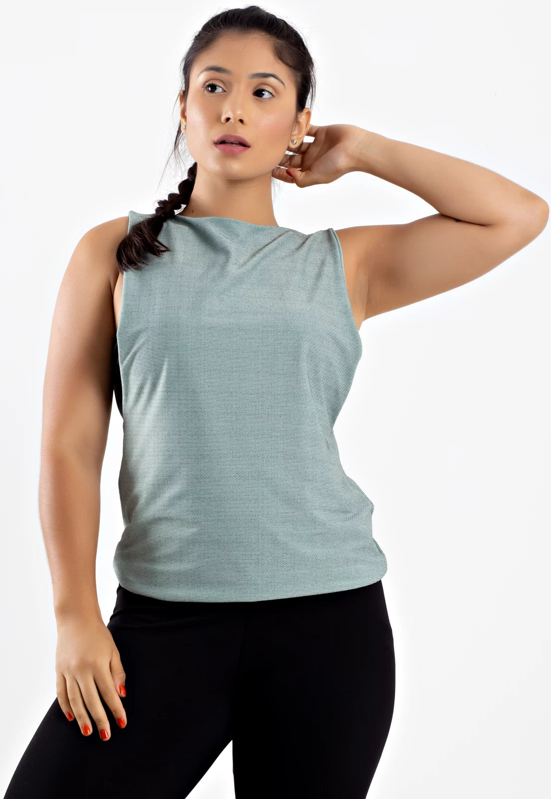 Blusa Regata Fitness Dupla Face Verde