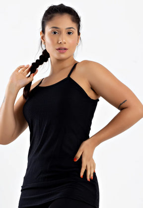 Blusa Tela Alcinha Top Embutido Preto