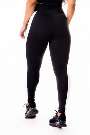 Calça Legging Listra Lateral verde e Branca