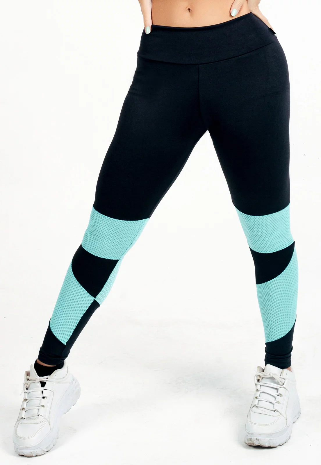 Calça Legging Cintura Alta Detalhe Azul