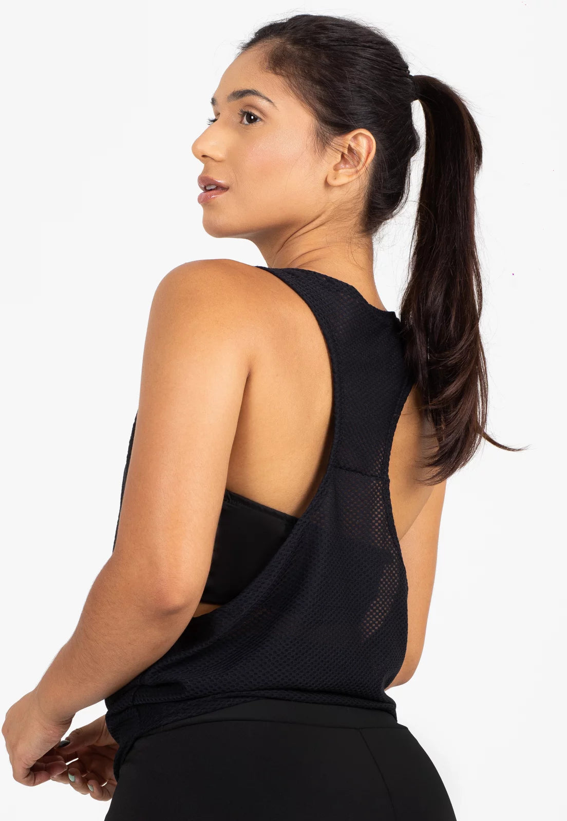 Blusa Regata Fitness Nadador Tela Dryfit Preto