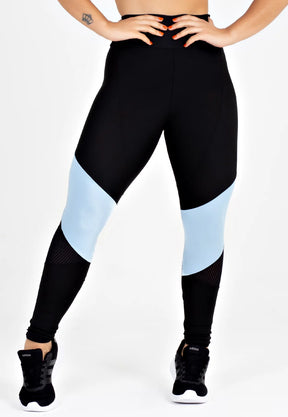Calça Legging Preto e Azul