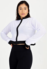 Casaco De Tela Fitness Com Ziper Branco