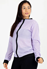 Casaco De Tela Fitness Longo Com Ziper Lilás