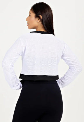 Casaco De Tela Fitness Com Ziper Branco