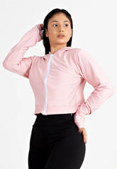 Casaco Fitness Feminino Rosê com Branco