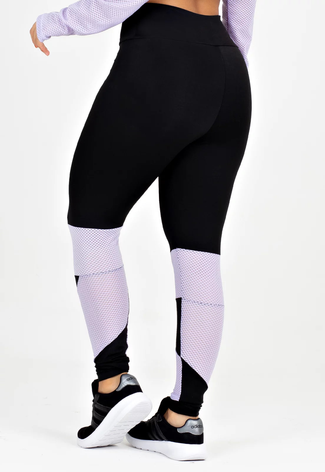 Calça Legging Renda Preto e Lilás