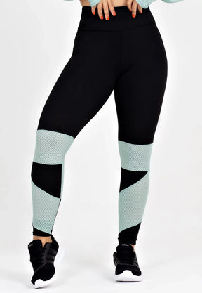 Calça Legging Preto e Verde Chá