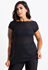 Blusa Fitness Tela Manga Curta Preto
