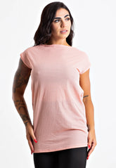 Blusa Fitness Tela Manga Curta Rosa