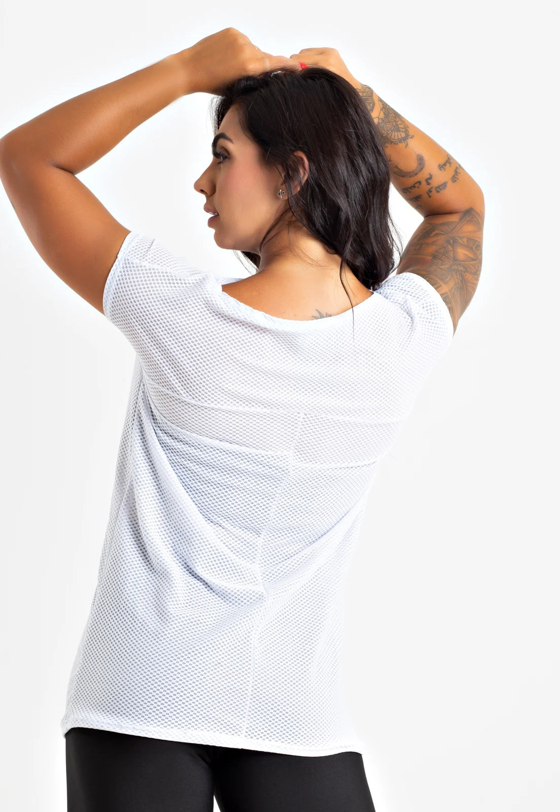 Blusa Fitness Tela Manga Curta Branco