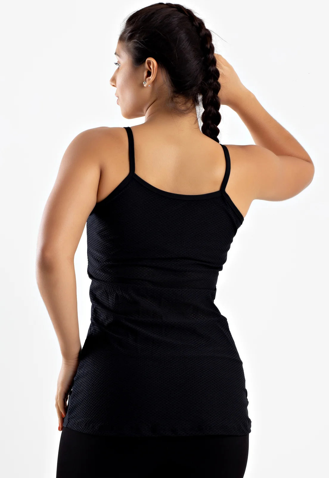 Blusa Tela Alcinha Top Embutido Preto