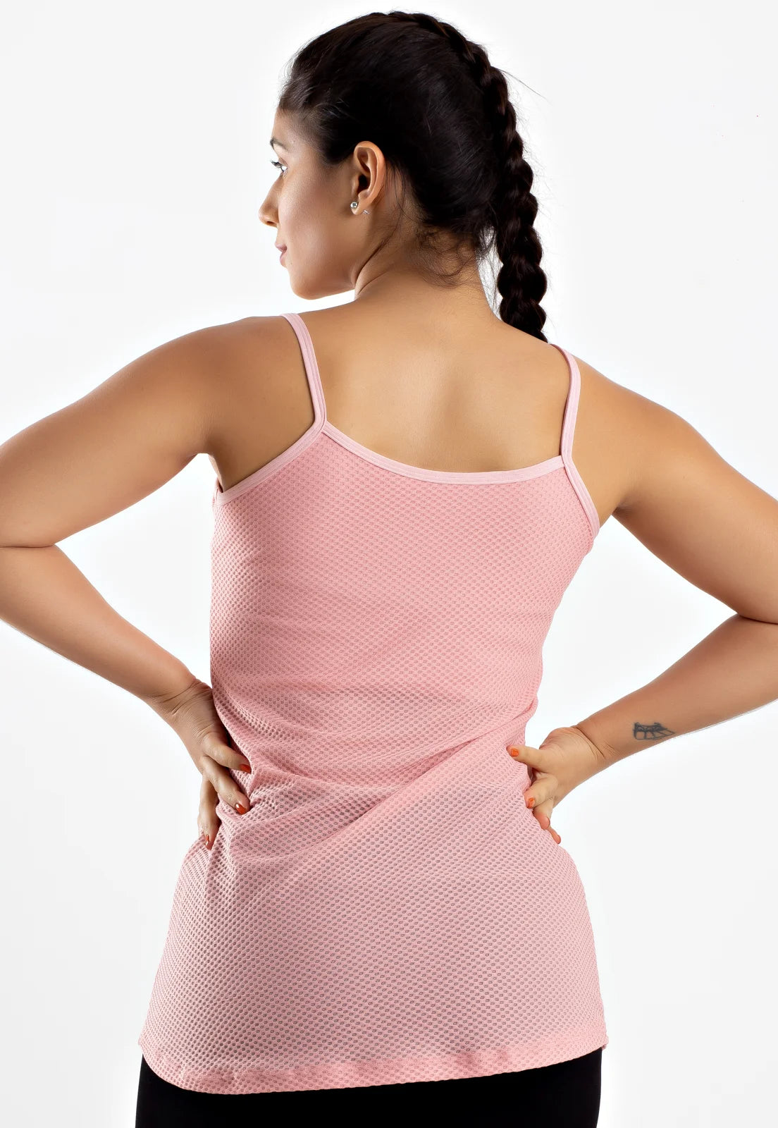 Blusa Tela Alcinha Top Embutido Rosa Bebê