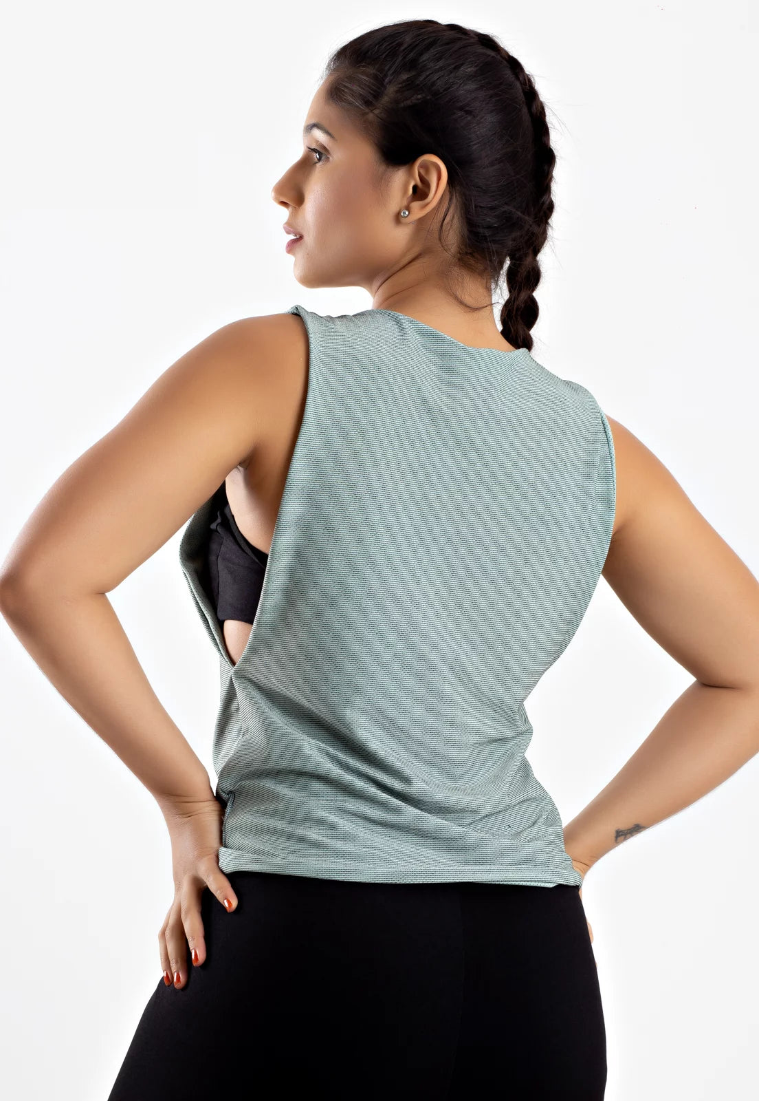 Blusa Regata Fitness Dupla Face Verde