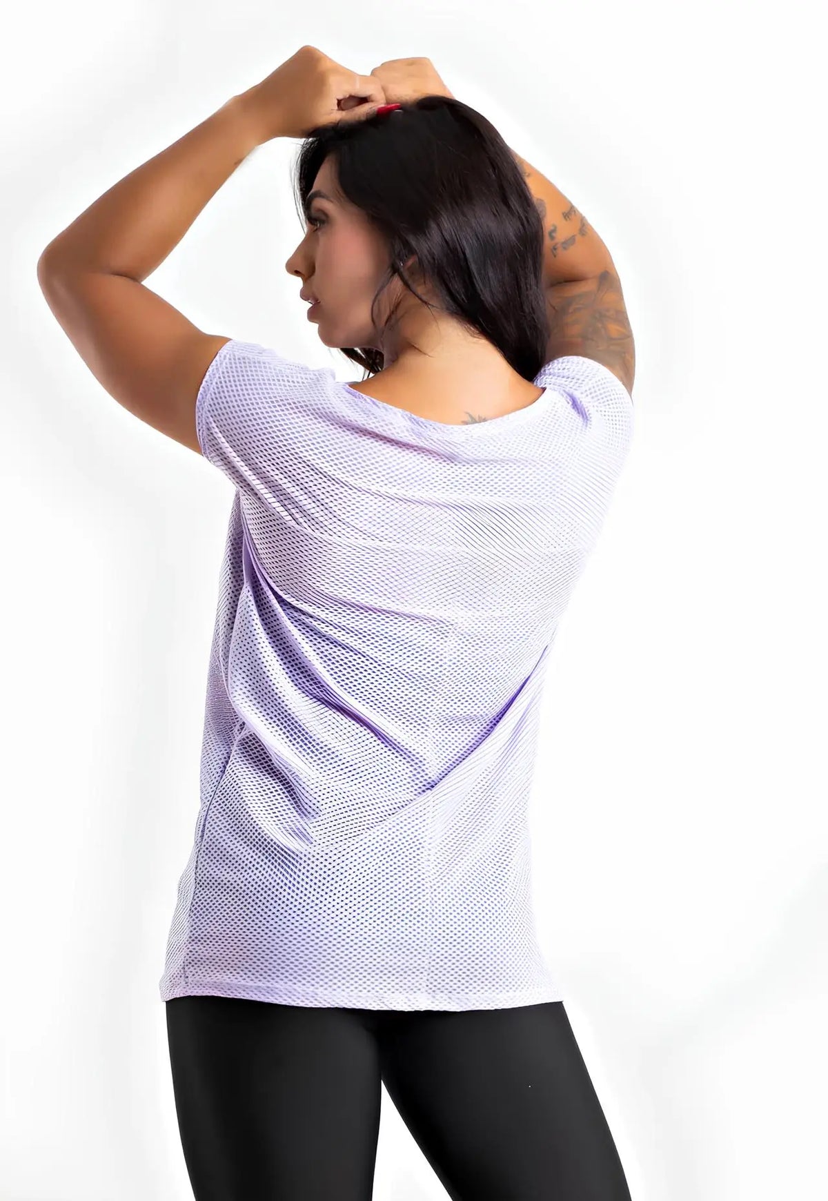 Blusa Fitness Tela Manga Curta Lilás
